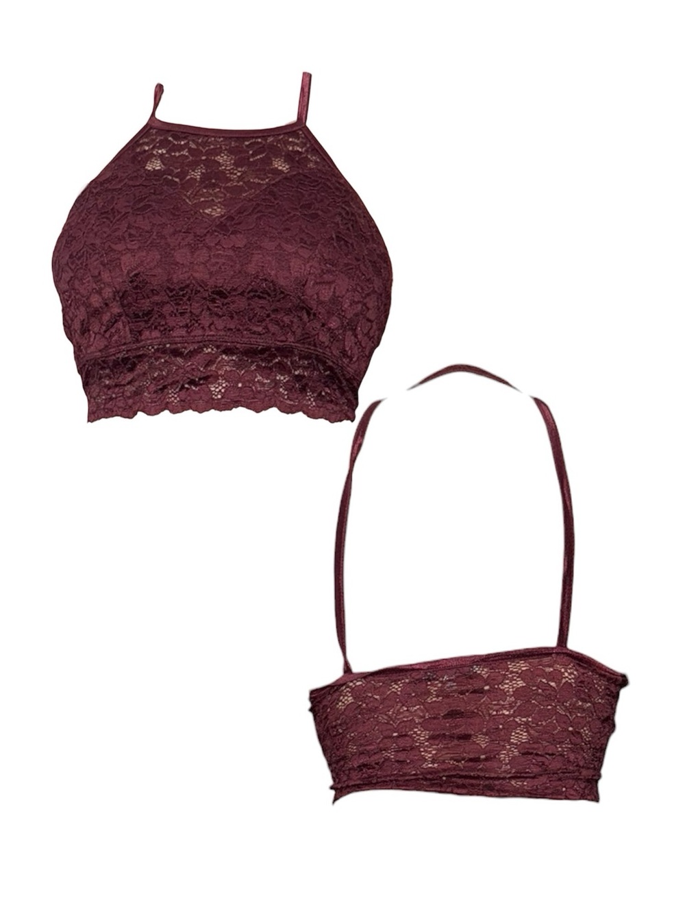 Charlotte Russe Burgundy Lace Crop Bralette